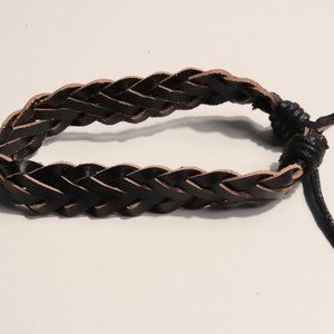 Men's bracelet leather braided brown New a52
